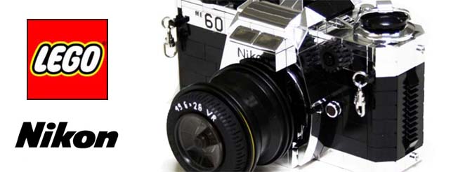 Réplica da câmera Nikon FE2 feita de Lego